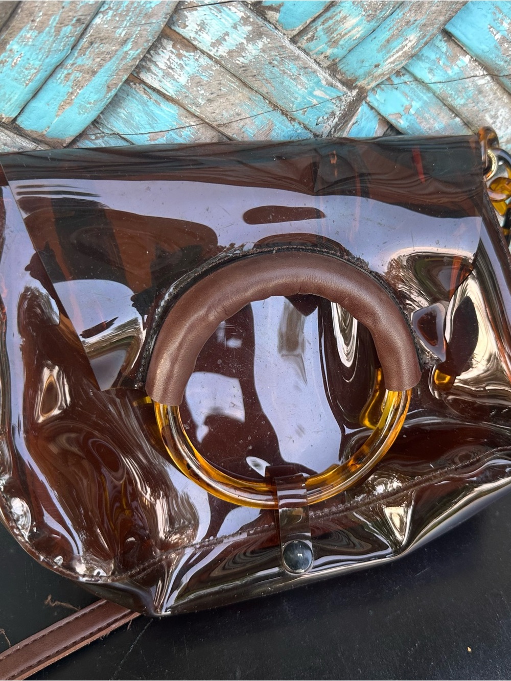 Like Dreams Clear Amber Chain Crossbody Handbag